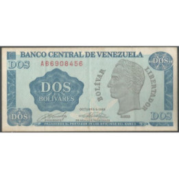 Venezuela 2 Bolivares 5 Oct 1989 AB 7 Dig P69