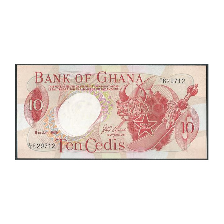Ghana 10 Cedis 8 Ene 1969 P12b