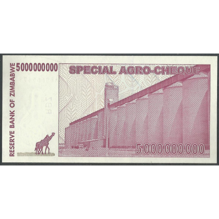 Zimbabwe 5.000.000.000 Dollars 15 May 2008 P61 reverso