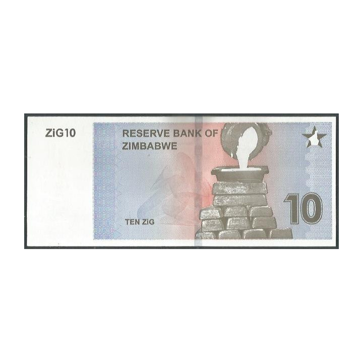 Zimbabwe 10 Zig 2024 P110 reverso