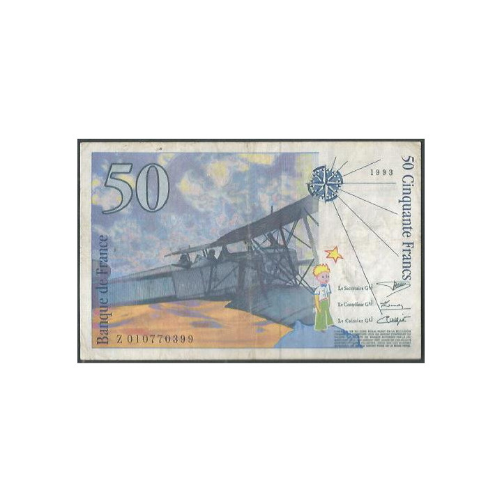 Francia 50 Francs 1993 P157b reverso