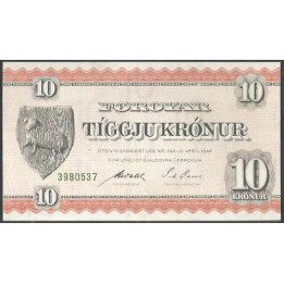 Islas Faroe 10 Kronur L1949 (54) P15c