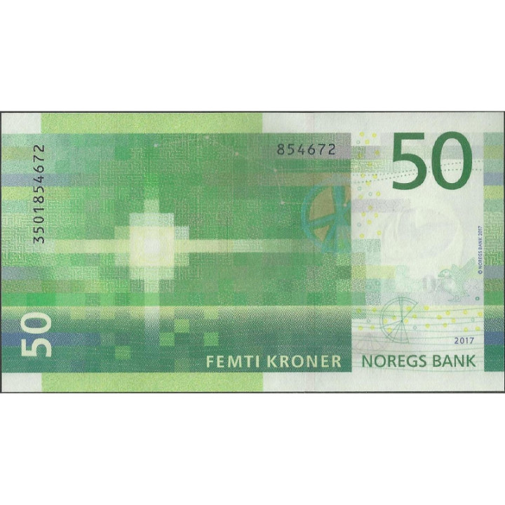 Noruega 50 Kroner 2017 P53 reverso