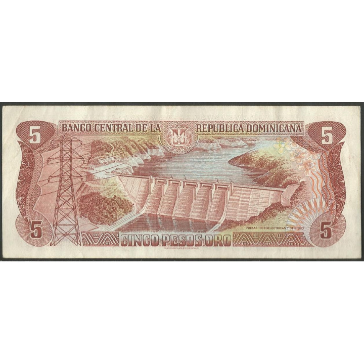 Rep. Dominicana 5 Pesos 1996 P152a reverso