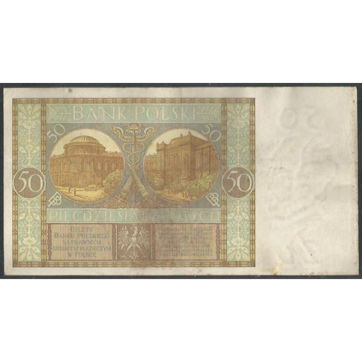 Polonia 50 Zlotych 1 Sep 1929 P71 reverso