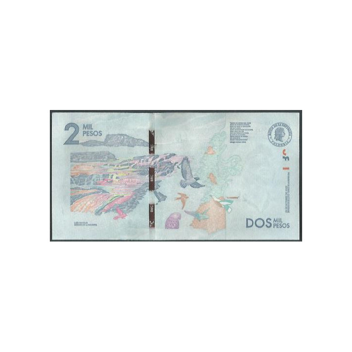 Billete de 2.000 Pesos 25 Oct 2022 Serie CF BGWNF2- reverso
