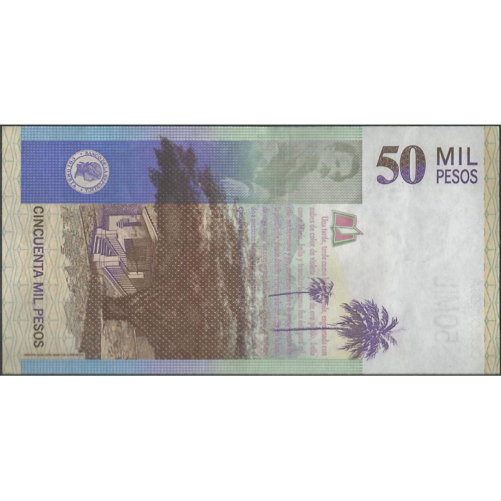 Billete de 50.000 Pesos 6 Ago 2014 BGW828 reverso