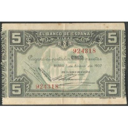 España - Bilbao Banco de Vizcaya 5 Pesetas 1 Ene 1937 Ps561f