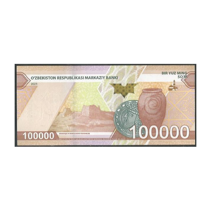 Uzbequistan 100.000 Sum 2021 P92 reverso