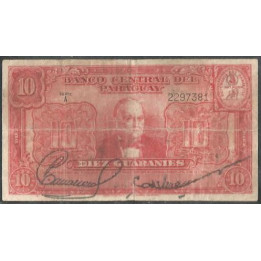 Paraguay 10 Guaranies L1952 Serie A P187a