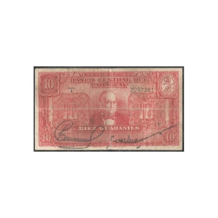 Paraguay 10 Guaranies L1952 Serie A P187a