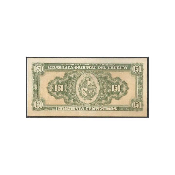 Uruguay 50 Centesimos L1939 Serie H P34 reverso