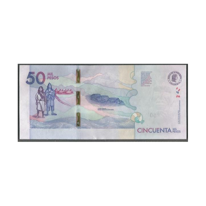 Billete de 50.000 Pesos 27 Jul 2021 CJ BGWNF50- reverso