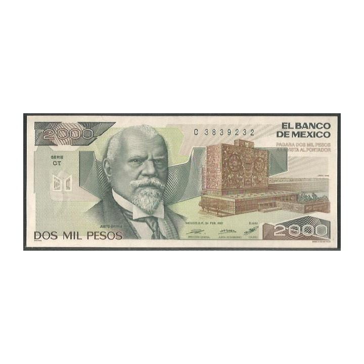 Mexico 2.000 Pesos 24 Feb 1987 Serie CT P86b