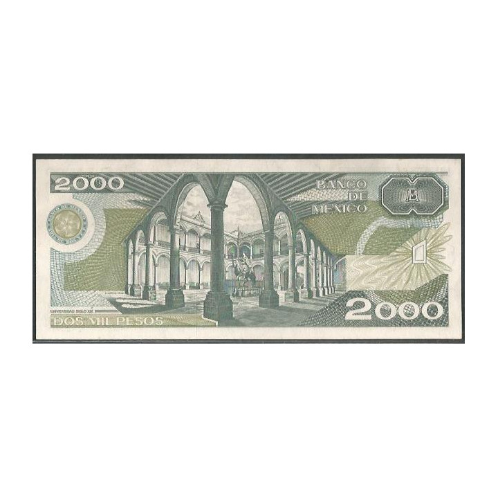 Mexico 2.000 Pesos 24 Feb 1987 Serie CT P86b reverso