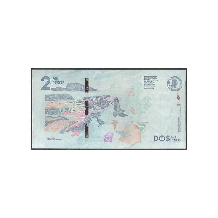 Billete de 2.000 Pesos 26 Jul 2022 Serie CD BGWNF2- reverso