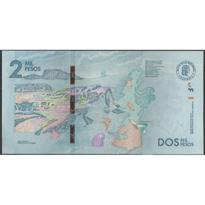 Billete de 2.000 Pesos 19 Ago 2015 Serie AC BGWNF2-3 reverso