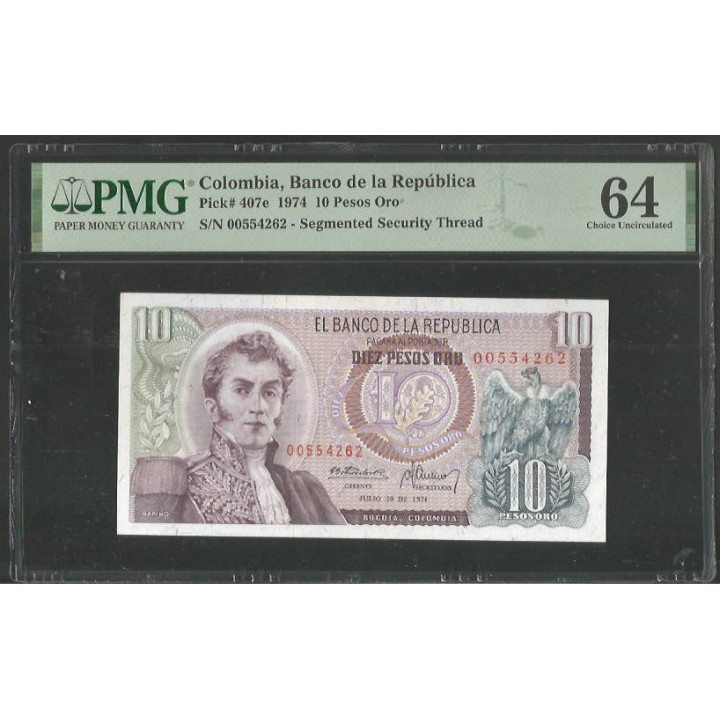 Billete de 10 Pesos 20 Jul 1974 BGW194 reverso