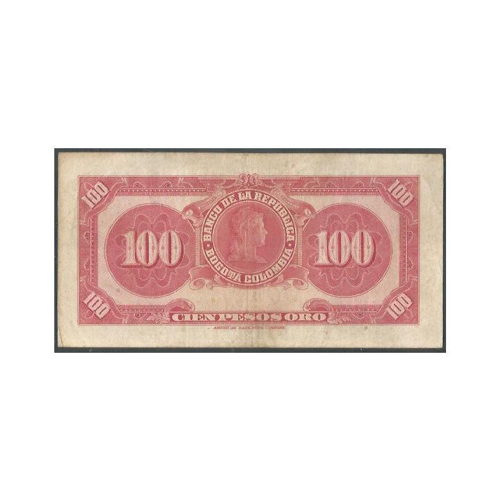 Billete de 100 Pesos 1 Ene 1951 7 Dig BGW290 reverso