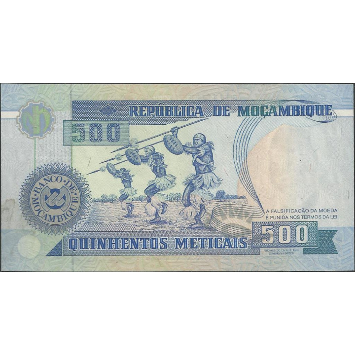 Mozambique 500 Meticais 16 Jun 1991 P134 reverso