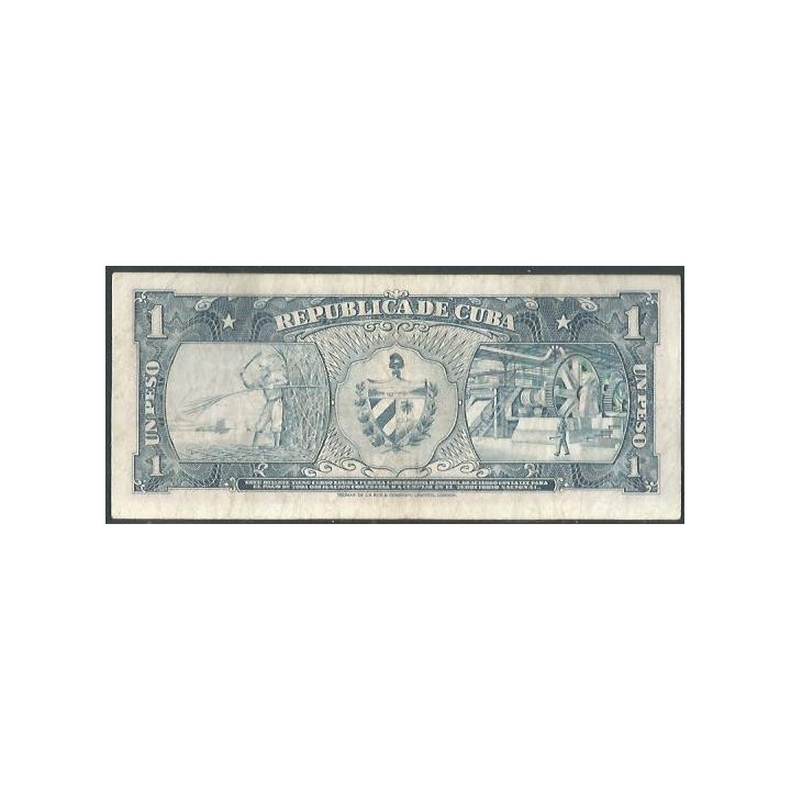 Cuba 1 Peso 1959 P90 reverso
