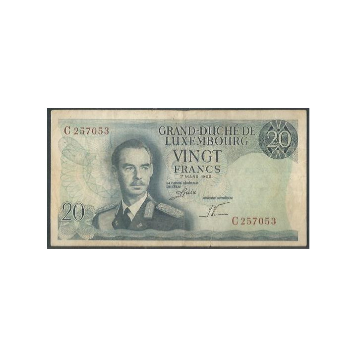 Luxemburgo 20 Francs 7 Mar 1966 P54a