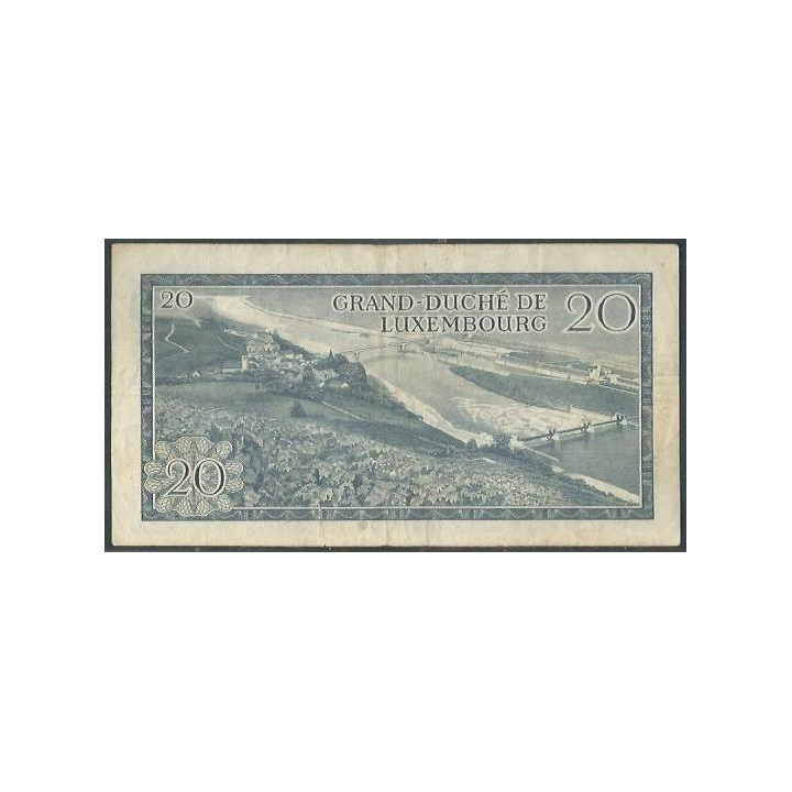 Luxemburgo 20 Francs 7 Mar 1966 P54a reverso