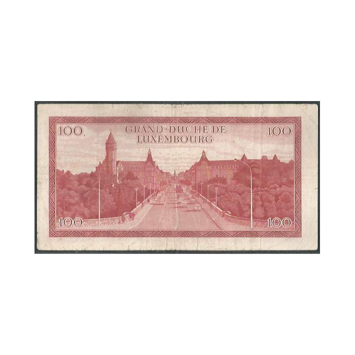 Luxemburgo 100 Francs 15 Jul 1970 P56a reverso