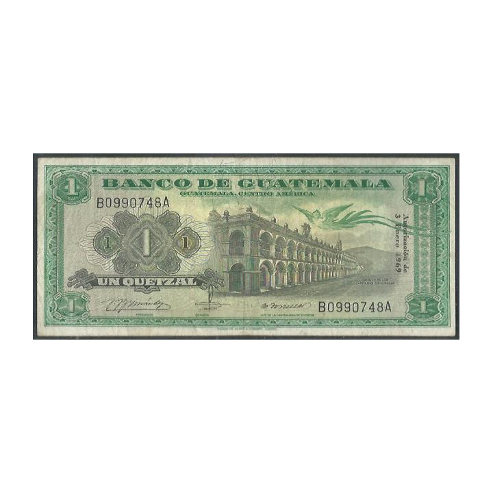 Guatemala 1 Quetzal 3 Ene 1969 P52f