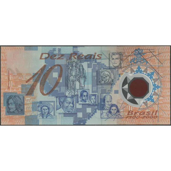 Brasil 10 Reales ND2000 P248a reverso