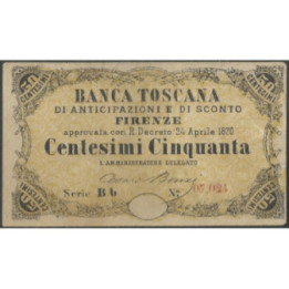 Italia - Banca Toscana 50 Centesimi 24 Abr 1870