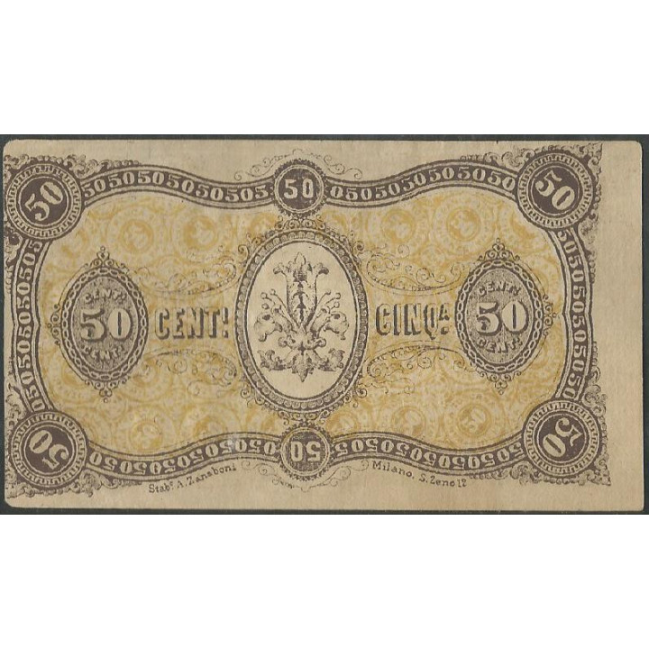 Italia - Banca Toscana 50 Centesimi 24 Abr 1870 reverso