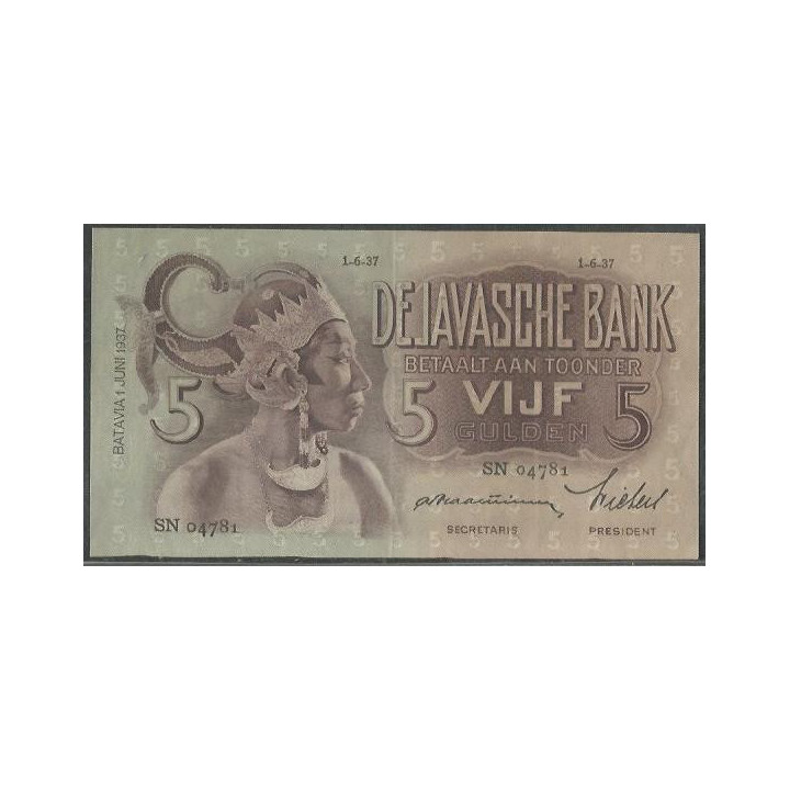 Indias Holandesas 5 Gulden 1 Jun 1937 P78b