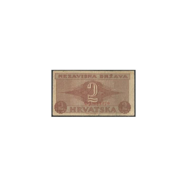 Croacia 2 Kuna 25 Sep 1942 P8b reverso