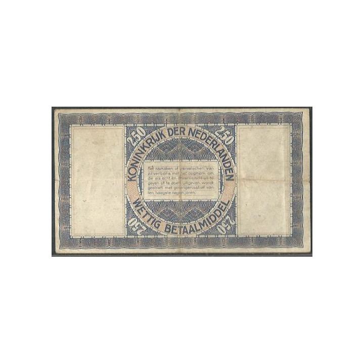 Holanda 2 1/2 Gulden 1 Oct 1938 P62 reverso