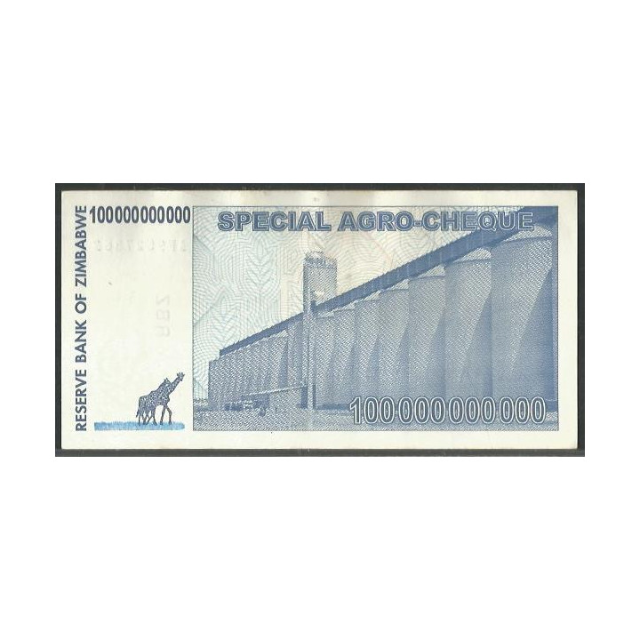 Zimbabwe 100.000.000.000 Dollars 1 Jul 2008 P64 reverso