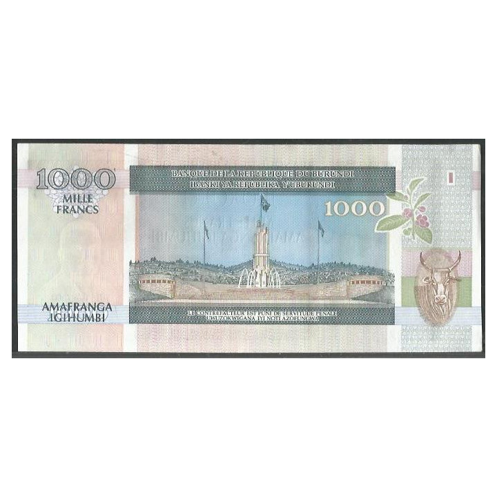 Burundi 1.000 Francs 1 May 2000 P39a reverso