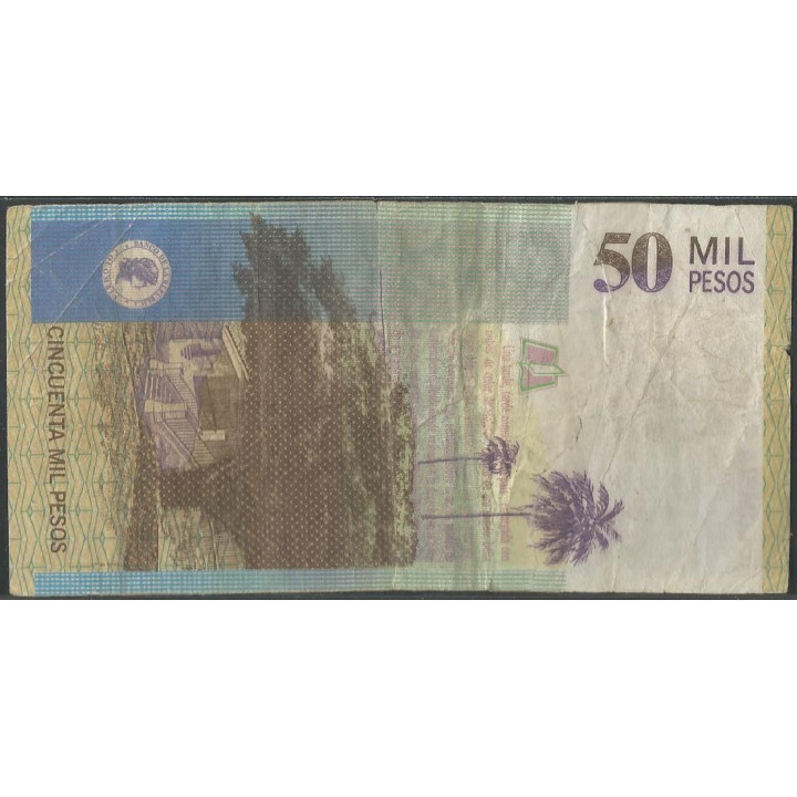 Billete de 50.000 Pesos 7 Ago 2000 Falso BGW800 reverso