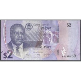 Belize 2 Dollars 1 Feb 2025 P73a
