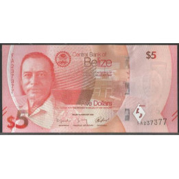 Belize 5 Dollars 1 Feb 2025 P74a