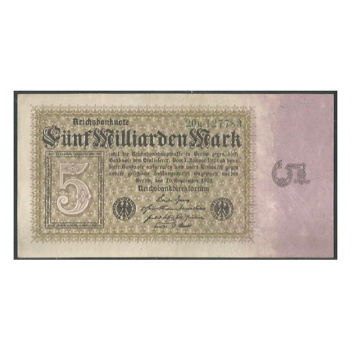 Alemania 5 Millardos Mark ND 10 Sep 1923 P115a