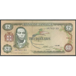 Jamaica 2 Dollars 1 Feb 1993 P69e
