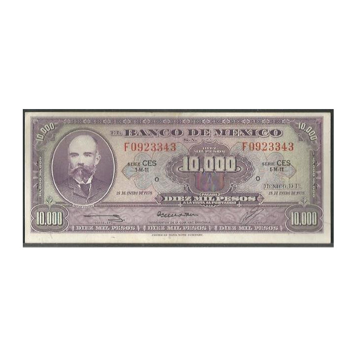 Mexico 10.000 Pesos 18 Ene 1978 Serie CES P72