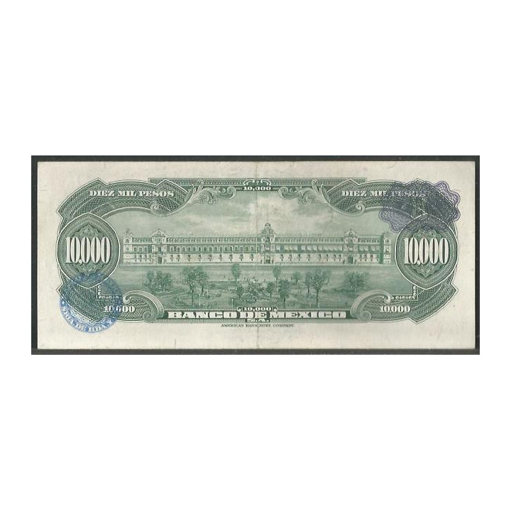 Mexico 10.000 Pesos 18 Ene 1978 Serie CES P72 reverso