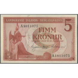 Islandia 5 Kronur 21 Jun 1957 P37a