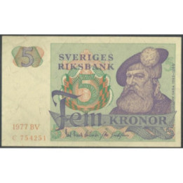 Suecia 5 Kronor 1977 P51d