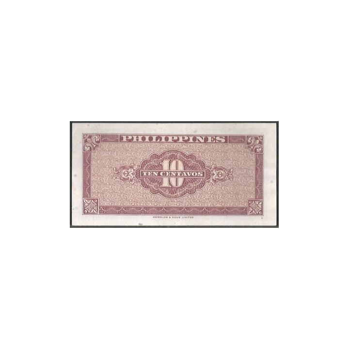 Filipinas 10 Centavos ND1949 P128 reverso