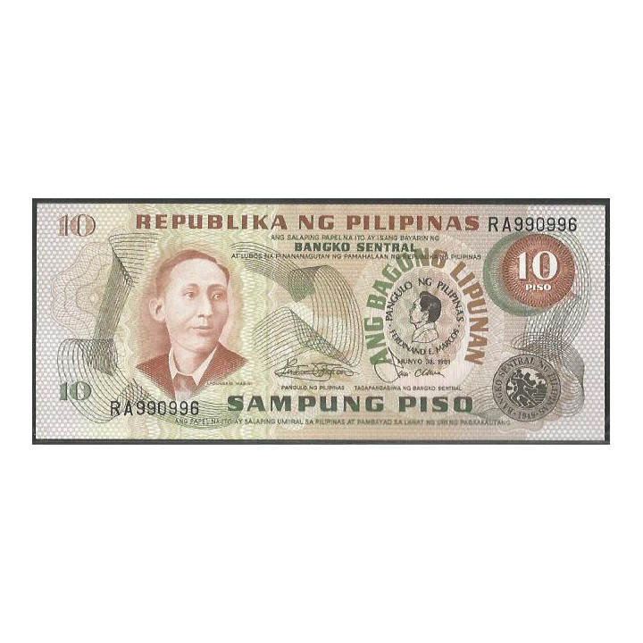 Filipinas 10 Piso 1981 P167