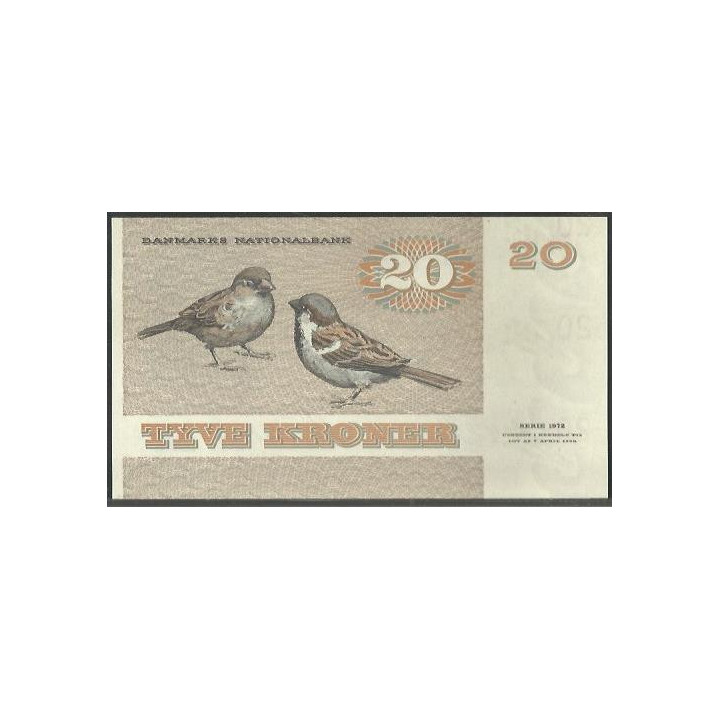 Dinamarca 20 Kroner 1980 P49b reverso