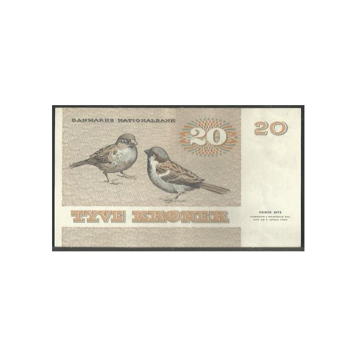 Dinamarca 20 Kroner 1980 P49b reverso